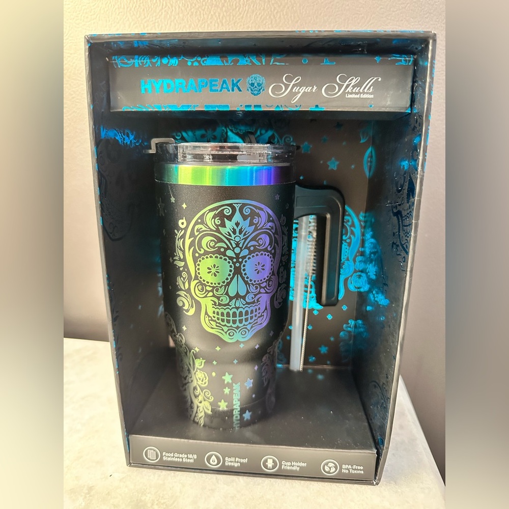 Hydrapeak Limited Edition Sugar Skulls Holographic Stainless Steel 25oz Tumbler